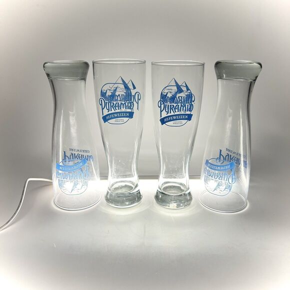 Pyramid Breweries Hefeweizen 16oz Pilsner Beer Glass Set of 4 Glasses Blue 1984 - Picture 3 of 5